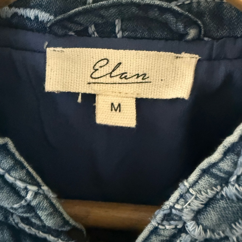 Elan quilted bomber jacket denim blue cotton size M - Picture 3 of 14